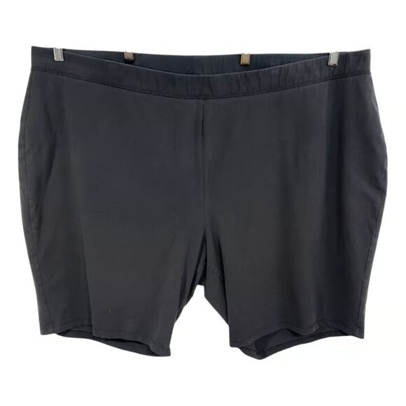 Catherines Plus Size 34W 36W Shorts 5X Black Elastic Waist Pull On Solid - Picture 1 of 3